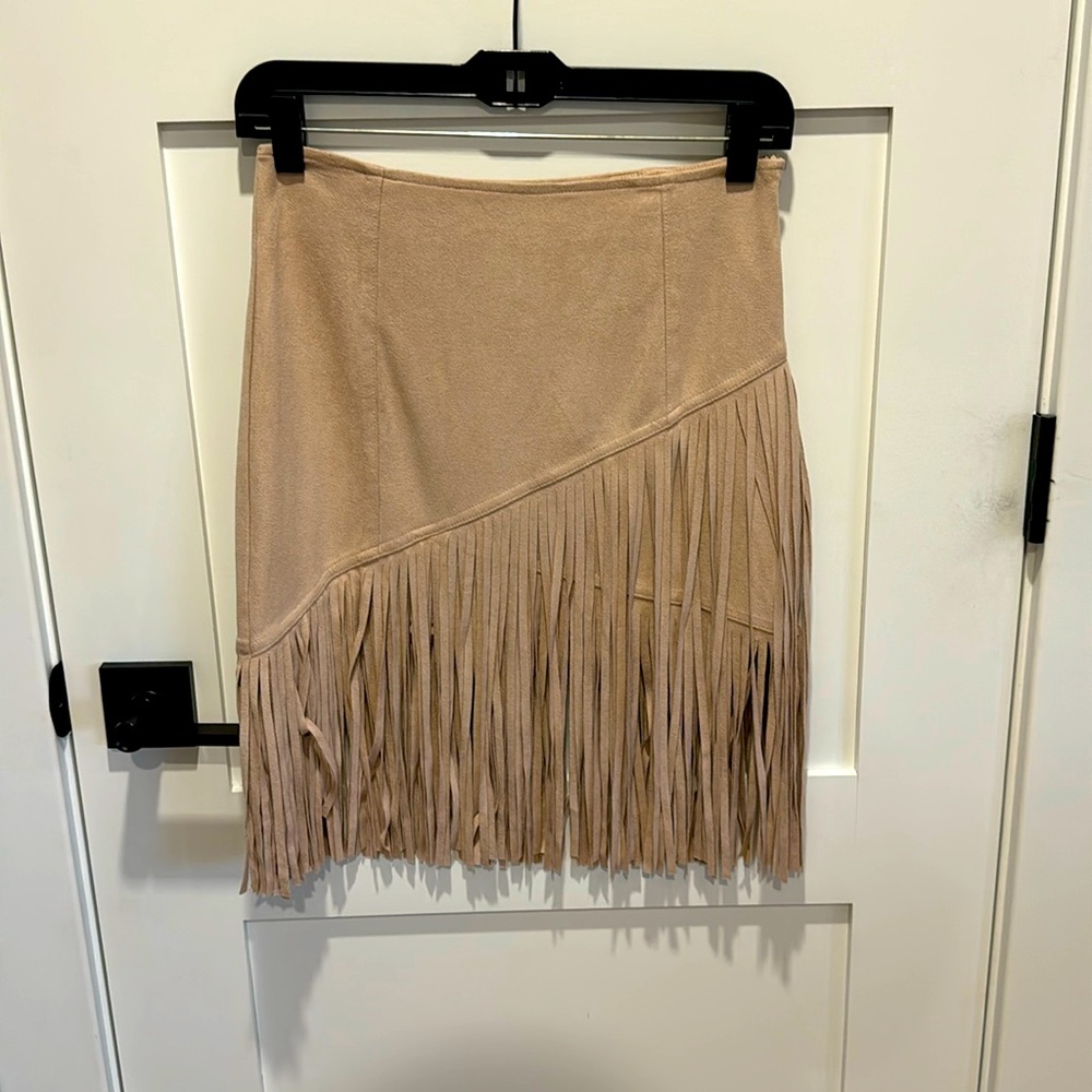 Suede Fringe Skirt